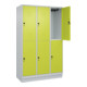C+P Doppelstock-Spind Classic PLUS, Sockel, 3 Abteile, 1950x1200x500mm, 7035/002 Front 1108060 RDS Viridingrün-2
