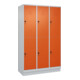 C+P Doppelstock-Spind Classic PLUS, Sockel, 3 Abteile, 1950x1200x500mm, 7035/200 Front RAL 2004 Reinorange-1