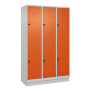 C+P Doppelstock-Spind Classic PLUS, Sockel, 3 Abteile, 1950x1200x500mm, 7035/200 Front RAL 2004 Reinorange