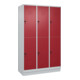 C+P Doppelstock-Spind Classic PLUS, Sockel, 3 Abteile, 1950x1200x500mm, 7035/300 Front RAL 3003 Rubinrot-1