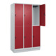 C+P Doppelstock-Spind Classic PLUS, Sockel, 3 Abteile, 1950x1200x500mm, 7035/300 Front RAL 3003 Rubinrot-2