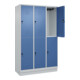 C+P Doppelstock-Spind Classic PLUS, Sockel, 3 Abteile, 1950x1200x500mm, 7035/502 Front RAL 5023 Fernblau-2