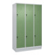 C+P Doppelstock-Spind Classic PLUS, Sockel, 3 Abteile, 1950x1200x500mm, 7035/601 Front RAL 6011 Resedagrün-1