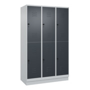 C+P Doppelstock-Spind Classic PLUS, Sockel, 3 Abteile, 1950x1200x500mm, 7035/701 Front RAL 7016 Anthrazitgrau