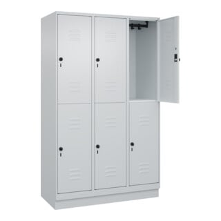 C+P Doppelstock-Spind Classic PLUS, Sockel, 3 Abteile, 1950x1200x500mm, 7035/703 Front RAL 7035 Lichtgrau