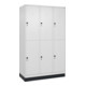 C+P Doppelstock-Spind Classic PLUS, Sockel, 3 Abteile, 1950x1200x500mm, 9016/901 Front RAL 9016 Verkehrsweiß-1