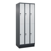 C+P Doppelstock-Spind Classic PLUS, Sockel, 3 Abteile, 1950x750x500mm, 7016/7035 Front RAL 7035 Lichtgrau