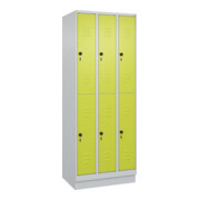 C+P Doppelstock-Spind Classic PLUS, Sockel, 3 Abteile, 1950x750x500mm, 7035/0024 Front 1108060 RDS Viridingrün