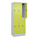 C+P Doppelstock-Spind Classic PLUS, Sockel, 3 Abteile, 1950x750x500mm, 7035/0024 Front 1108060 RDS Viridingrün-2