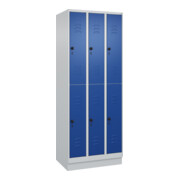 C+P Doppelstock-Spind Classic PLUS, Sockel, 3 Abteile, 1950x750x500mm, 7035/5010 Front RAL 5010 Enzianblau
