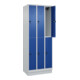 C+P Doppelstock-Spind Classic PLUS, Sockel, 3 Abteile, 1950x750x500mm, 7035/5010 Front RAL 5010 Enzianblau-2