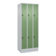 C+P Doppelstock-Spind Classic PLUS, Sockel, 3 Abteile, 1950x750x500mm, 7035/6011 Front RAL 6011 Resedagrün-1