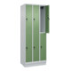 C+P Doppelstock-Spind Classic PLUS, Sockel, 3 Abteile, 1950x750x500mm, 7035/6011 Front RAL 6011 Resedagrün-2