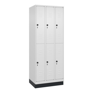 C+P Doppelstock-Spind Classic PLUS, Sockel, 3 Abteile, 1950x750x500mm, 9016/9016 Front RAL 9016 Verkehrsweiß