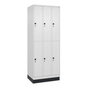 C+P Doppelstock-Spind Classic PLUS, Sockel, 3 Abteile, 1950x750x500mm, 9016/9016 Front RAL 9016 Verkehrsweiß
