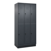 C+P Doppelstock-Spind Classic PLUS, Sockel, 3 Abteile, 1950x900x500mm, 7016/7016 Front RAL 7016 Anthrazitgrau