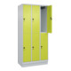 C+P Doppelstock-Spind Classic PLUS, Sockel, 3 Abteile, 1950x900x500mm, 7035/0024 Front 1108060 RDS Viridingrün-2