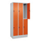 C+P Doppelstock-Spind Classic PLUS, Sockel, 3 Abteile, 1950x900x500mm, 7035/2004 Front RAL 2004 Reinorange-2