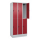 C+P Doppelstock-Spind Classic PLUS, Sockel, 3 Abteile, 1950x900x500mm, 7035/3003 Front RAL 3003 Rubinrot-2