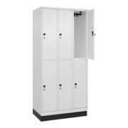 C+P Doppelstock-Spind Classic PLUS, Sockel, 3 Abteile, 1950x900x500mm, 9016/9016 Front RAL 9016 Verkehrsweiß