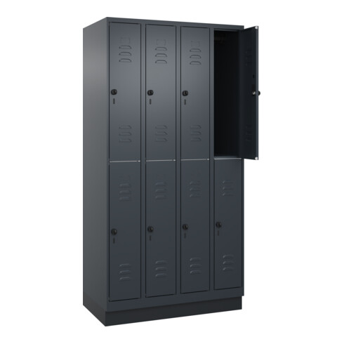 C+P Doppelstock-Spind Classic PLUS, Sockel, 4 Abteile, 1950x1000x500mm, 7016/701 Front RAL 7016 Anthrazitgrau