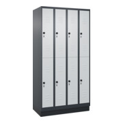 C+P Doppelstock-Spind Classic PLUS, Sockel, 4 Abteile, 1950x1000x500mm, 7016/703 Front RAL 7035 Lichtgrau