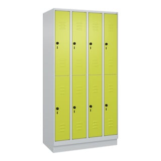 C+P Doppelstock-Spind Classic PLUS, Sockel, 4 Abteile, 1950x1000x500mm, 7035/002 Front 1108060 RDS Viridingrün