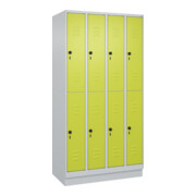 C+P Doppelstock-Spind Classic PLUS, Sockel, 4 Abteile, 1950x1000x500mm, 7035/002 Front 1108060 RDS Viridingrün