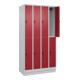 C+P Doppelstock-Spind Classic PLUS, Sockel, 4 Abteile, 1950x1000x500mm, 7035/300 Front RAL 3003 Rubinrot-2