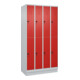 C+P Doppelstock-Spind Classic PLUS, Sockel, 4 Abteile, 1950x1000x500mm, 7035/302 Front RAL 3020 Verkehrsrot-1