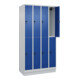 C+P Doppelstock-Spind Classic PLUS, Sockel, 4 Abteile, 1950x1000x500mm, 7035/501 Front RAL 5010 Enzianblau-2