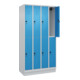 C+P Doppelstock-Spind Classic PLUS, Sockel, 4 Abteile, 1950x1000x500mm, 7035/501 Front RAL 5012 Lichtblau-2