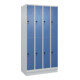 C+P Doppelstock-Spind Classic PLUS, Sockel, 4 Abteile, 1950x1000x500mm, 7035/502 Front RAL 5023 Fernblau-1