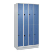 C+P Doppelstock-Spind Classic PLUS, Sockel, 4 Abteile, 1950x1000x500mm, 7035/502 Front RAL 5023 Fernblau