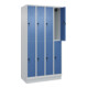C+P Doppelstock-Spind Classic PLUS, Sockel, 4 Abteile, 1950x1000x500mm, 7035/502 Front RAL 5023 Fernblau-2
