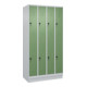 C+P Doppelstock-Spind Classic PLUS, Sockel, 4 Abteile, 1950x1000x500mm, 7035/601 Front RAL 6011 Resedagrün-1