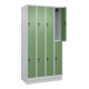 C+P Doppelstock-Spind Classic PLUS, Sockel, 4 Abteile, 1950x1000x500mm, 7035/601 Front RAL 6011 Resedagrün-2