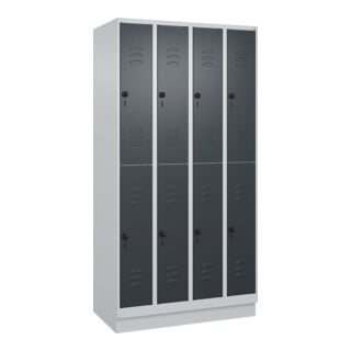 C+P Doppelstock-Spind Classic PLUS, Sockel, 4 Abteile, 1950x1000x500mm, 7035/701 Front RAL 7016 Anthrazitgrau