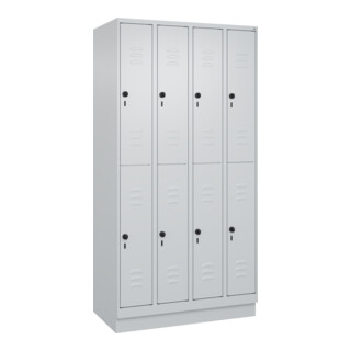 C+P Doppelstock-Spind Classic PLUS, Sockel, 4 Abteile, 1950x1000x500mm, 7035/703 Front RAL 7035 Lichtgrau