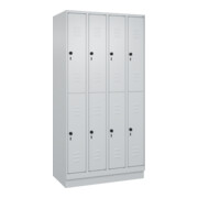 C+P Doppelstock-Spind Classic PLUS, Sockel, 4 Abteile, 1950x1000x500mm, 7035/703 Front RAL 7035 Lichtgrau