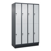 C+P Doppelstock-Spind Classic PLUS, Sockel, 4 Abteile, 1950x1200x500mm, 7016/703 Front RAL 7035 Lichtgrau