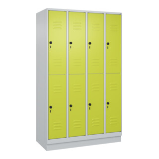 C+P Doppelstock-Spind Classic PLUS, Sockel, 4 Abteile, 1950x1200x500mm, 7035/002 Front 1108060 RDS Viridingrün