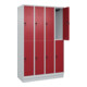 C+P Doppelstock-Spind Classic PLUS, Sockel, 4 Abteile, 1950x1200x500mm, 7035/300 Front RAL 3003 Rubinrot-2