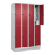C+P Doppelstock-Spind Classic PLUS, Sockel, 4 Abteile, 1950x1200x500mm, 7035/300 Front RAL 3003 Rubinrot-4