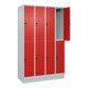 C+P Doppelstock-Spind Classic PLUS, Sockel, 4 Abteile, 1950x1200x500mm, 7035/302 Front RAL 3020 Verkehrsrot-2