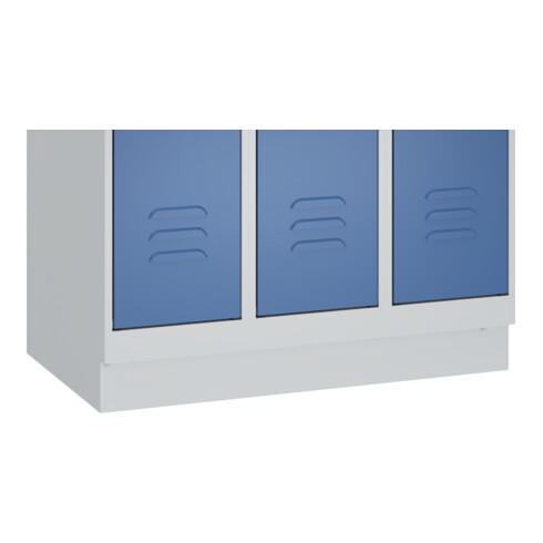 C+P Doppelstock-Spind Classic PLUS, Sockel, 4 Abteile, 1950x1200x500mm, 7035/302 Front RAL 3020 Verkehrsrot
