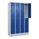 C+P Doppelstock-Spind Classic PLUS, Sockel, 4 Abteile, 1950x1200x500mm, 7035/501 Front RAL 5010 Enzianblau-2
