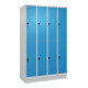 C+P Doppelstock-Spind Classic PLUS, Sockel, 4 Abteile, 1950x1200x500mm, 7035/501 Front RAL 5012 Lichtblau-1