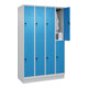 C+P Doppelstock-Spind Classic PLUS, Sockel, 4 Abteile, 1950x1200x500mm, 7035/501 Front RAL 5012 Lichtblau-4