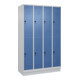 C+P Doppelstock-Spind Classic PLUS, Sockel, 4 Abteile, 1950x1200x500mm, 7035/502 Front RAL 5023 Fernblau-1